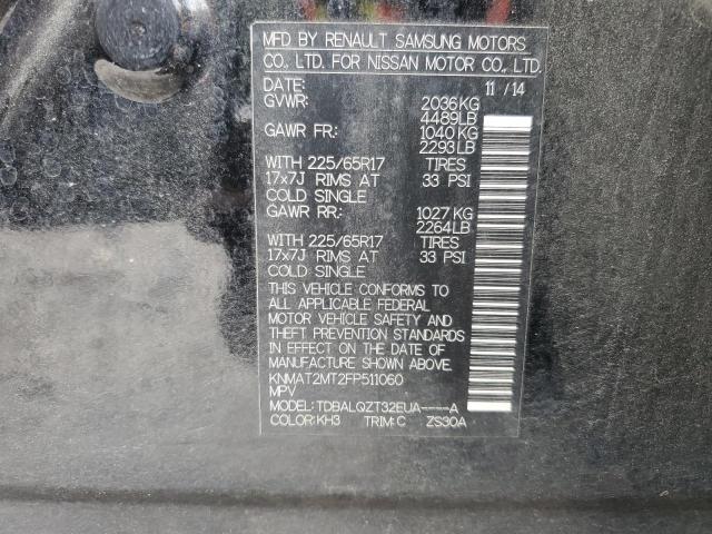 KNMAT2MT2FP511060 - 2015 NISSAN ROGUE S BLACK photo 13