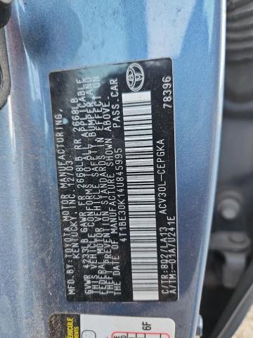 4T1BE30K14U845995 - 2004 TOYOTA CAMRY LE 蓝色 照片 12