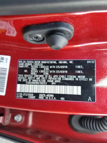 5TDHZRBH9NS190353 - 2022 TOYOTA HIGHLANDER XLE RED photo 13