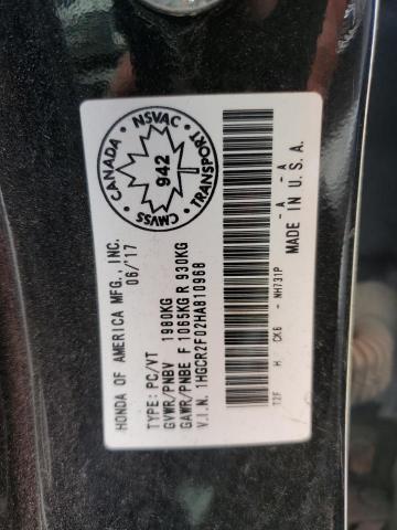 1HGCR2F02HA810968 - 2017 HONDA ACCORD EX BLACK photo 12