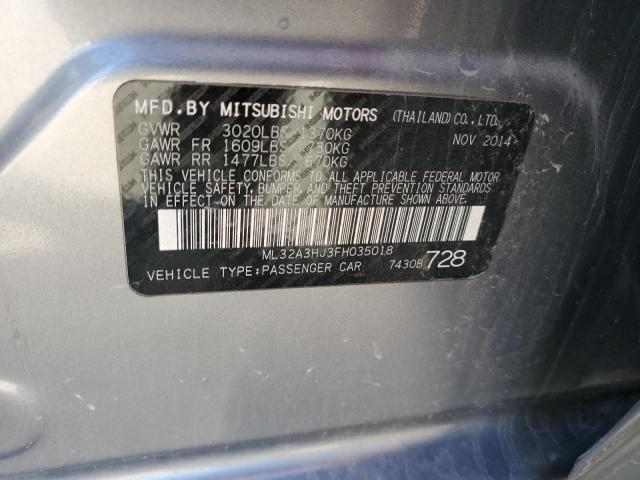 ML32A3HJ3FH035018 - 2015 MITSUBISHI MIRAGE DE SILVER photo 12