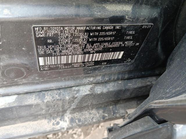 2T3G1RFV3MC179625 - 2021 TOYOTA RAV4 LE ნაცრისფერი ფოტო 12