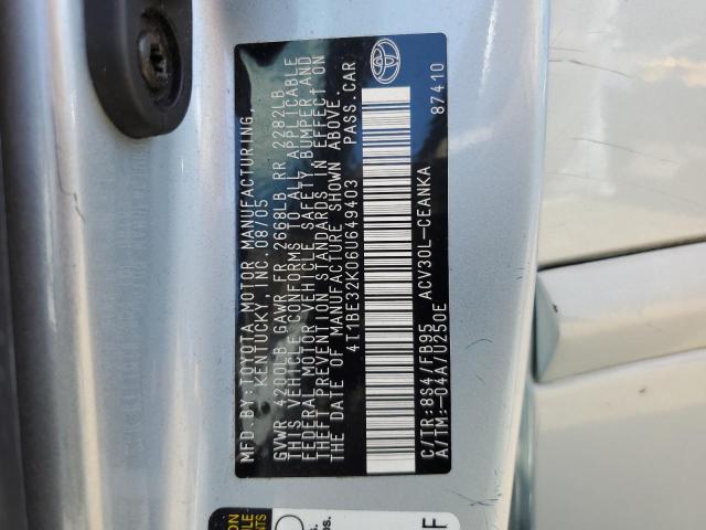 4T1BE32K06U649403 - 2006 TOYOTA CAMRY LE BLUE photo 13