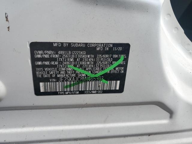 JF2SKAJC8MH465393 - 2021 SUBARU FORESTER PREMIUM WHITE photo 14