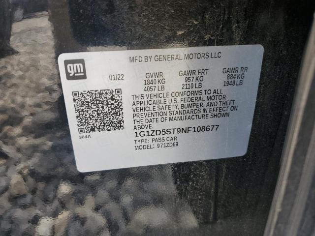 1G1ZD5ST9NF108677 - 2022 CHEVROLET MALIBU LT BLACK photo 12