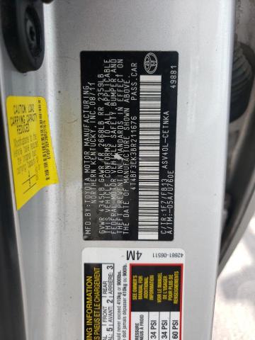 4T4BF3EK3BR211676 - 2011 TOYOTA CAMRY BASE ვერცხლისფერი ფოტო 12