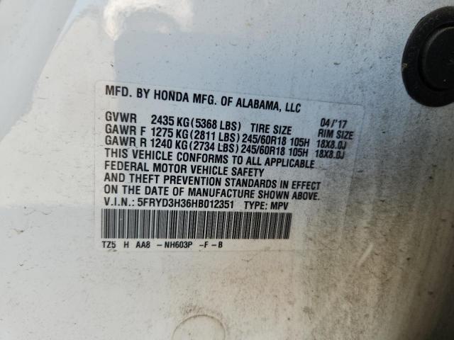 5FRYD3H36HB012351 - 2017 ACURA MDX WHITE photo 13