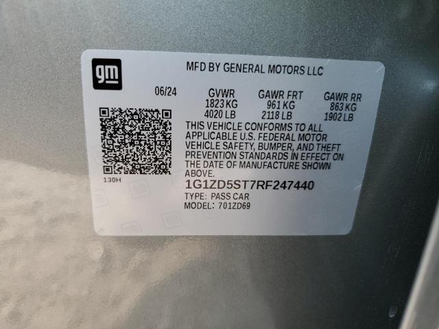 1G1ZD5ST7RF247440 - 2024 CHEVROLET MALIBU LT ვერცხლისფერი ფოტო 12