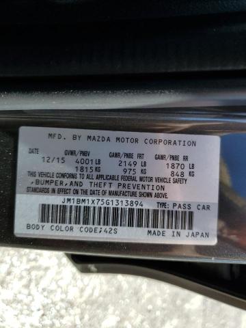 JM1BM1X75G1313894 - 2016 MAZDA 3 GRAND TOURING ნაცრისფერი ფოტო 12