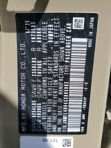 JHMFL4H94SX005982 - 2025 HONDA CIVIC SPORT TOURING TAN photo 12