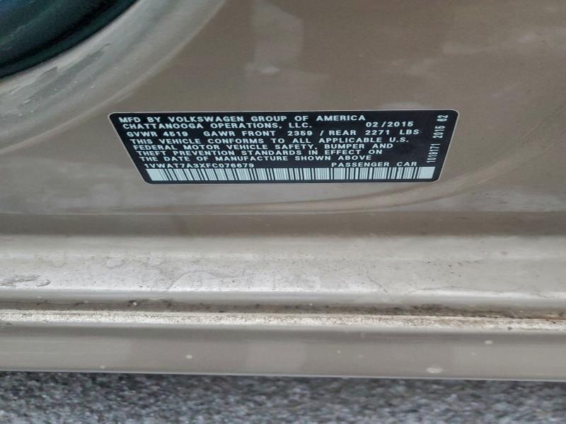 1VWAT7A3XFC076679 - 2015 VOLKSWAGEN PASSAT S 棕色 照片 13