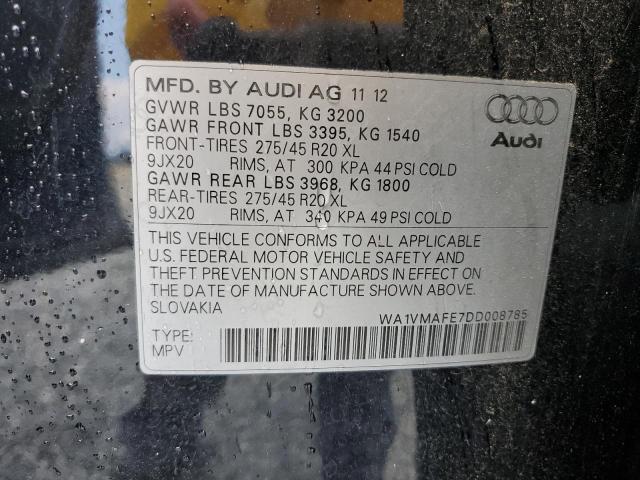 WA1VMAFE7DD008785 - 2013 AUDI Q7 PRESTIGE BLACK photo 13