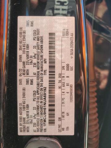 1FMCU9H61NUA69192 - 2022 FORD ESCAPE SEL BLACK photo 13