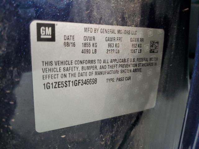 1G1ZE5ST1GF346698 - 2016 CHEVROLET MALIBU LT BLUE photo 12