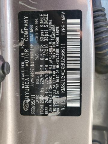 KM8JU3ACXBU256611 - 2011 HYUNDAI TUCSON GLS TAN photo 12