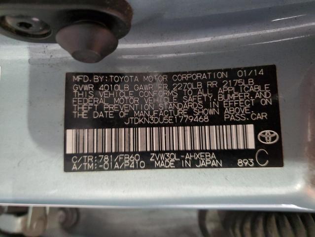 JTDKN3DU5E1779468 - 2014 TOYOTA PRIUS 蓝色 照片 13