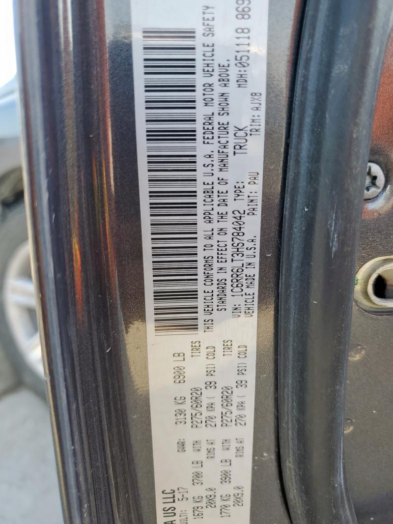 1C6RR6LT3HS784042 - 2017 RAM 1500 SLT GRAY photo 12