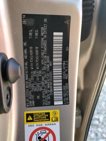 5TDKKRFHXFS040905 - 2015 TOYOTA HIGHLANDER XLE Gümüş foto 12