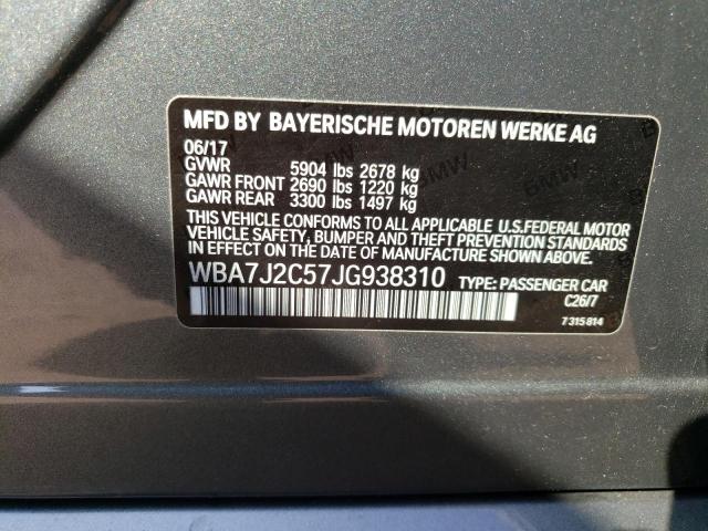 WBA7J2C57JG938310 - 2018 BMW 740 XE GRAY photo 12