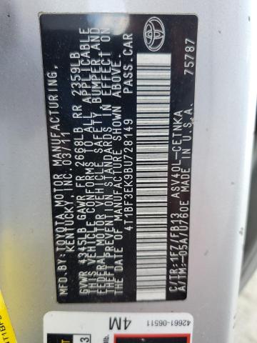 4T1BF3EK9BU728149 - 2011 TOYOTA CAMRY BASE ვერცხლისფერი ფოტო 13