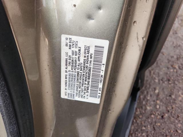 5FNRL5H61BB005863 - 2011 HONDA ODYSSEY EXL GOLD photo 13