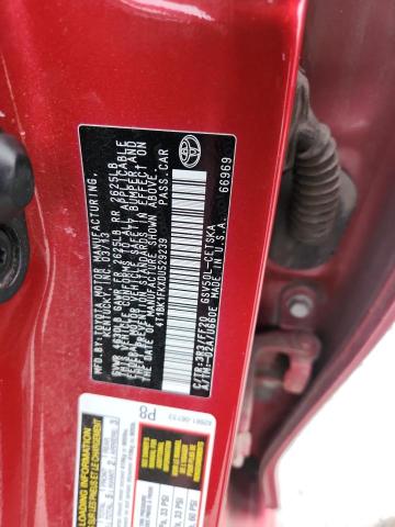 4T1BK1FKXDU529239 - 2013 TOYOTA CAMRY SE 红色 照片 12