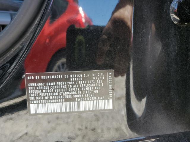 3VWN57BU5KM004686 - 2019 VOLKSWAGEN JETTA S 黑色 照片 12