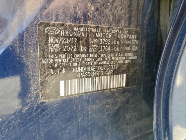 KMHDH4AE1DU713317 - 2013 HYUNDAI ELANTRA GLS BLUE photo 12