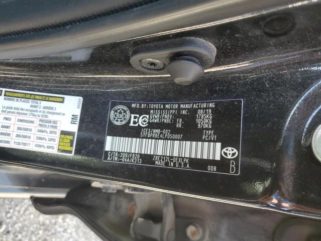 5YFBPRBE4LP050007 - 2020 TOYOTA COROLLA LE BLACK photo 12