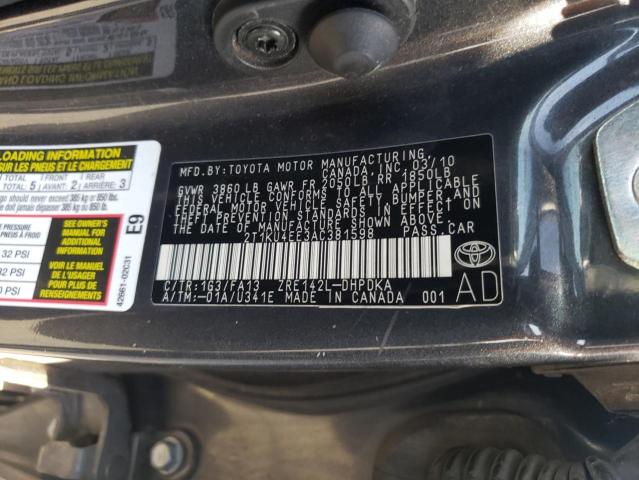 2T1KU4EE3AC381598 - 2010 TOYOTA MATRIX GRAY photo 13