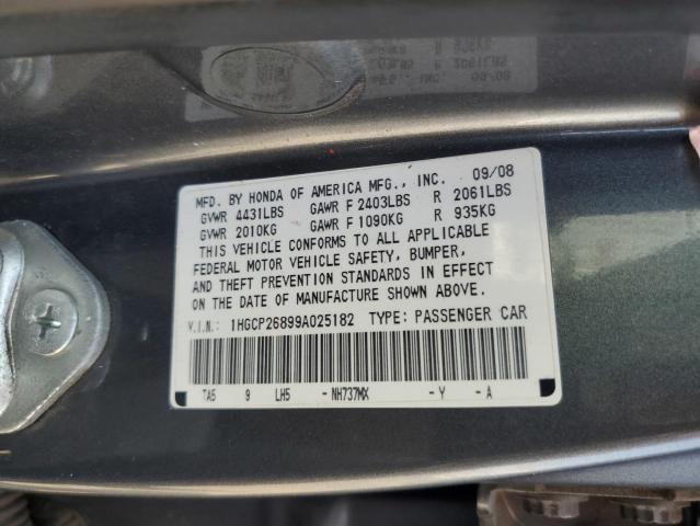 1HGCP26899A025182 - 2009 HONDA ACCORD EXL GRAY photo 12