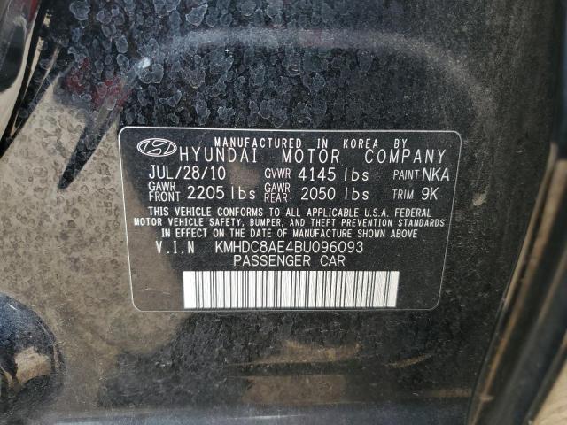 KMHDC8AE4BU096093 - 2011 HYUNDAI ELANTRA TO GLS BLACK photo 12