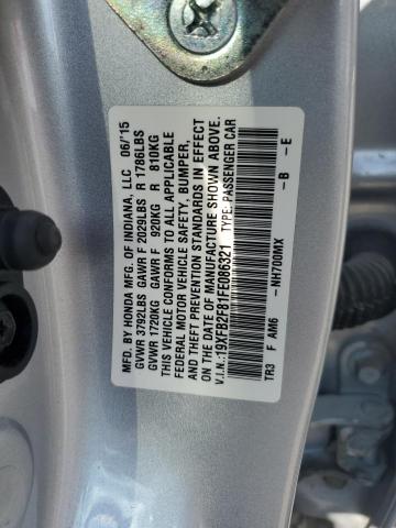 19XFB2F81FE086321 - 2015 HONDA CIVIC EX SILVER photo 12