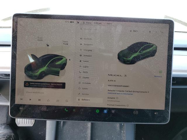 5YJ3E1EA5PF468887 - 2023 TESLA MODEL 3 BLACK photo 9