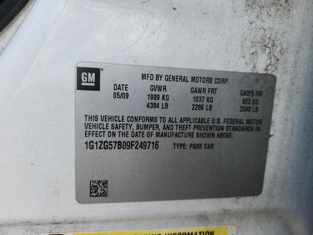 1G1ZG57B09F249716 - 2009 CHEVROLET MALIBU LS თეთრი ფოტო 12