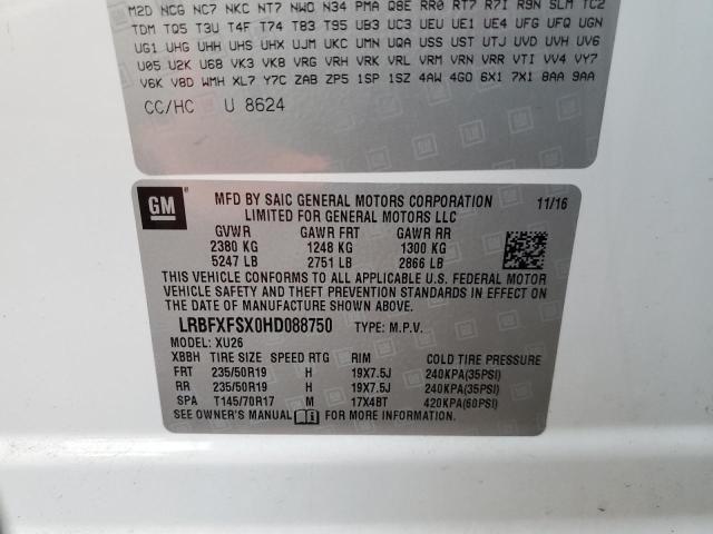 LRBFXFSX0HD088750 - 2017 BUICK ENVISION PREMIUM II Ağ foto 12