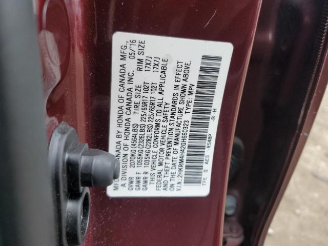 2HKRM4H42GH660323 - 2016 HONDA CR-V SE BURGUNDY photo 13