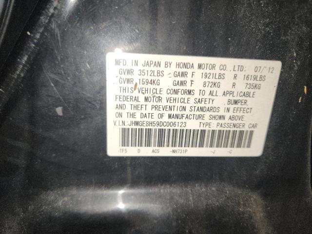 JHMGE8H59DC006123 - 2013 HONDA FIT SPORT შავი ფოტო 13
