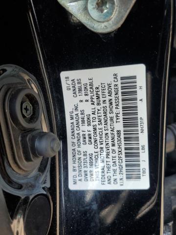 2HGFC2F5XJH530488 - 2018 HONDA CIVIC LX BLACK photo 12