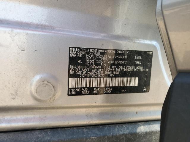 2T3P1RFV3NC324213 - 2022 TOYOTA RAV4 XLE SILVER photo 12