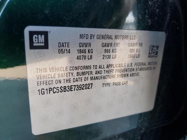 1G1PC5SB3E7392027 - 2014 CHEVROLET CRUZE LT GREEN photo 12