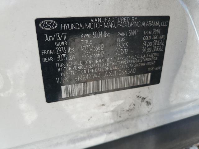 5NMZW4LAXJH066560 - 2018 HYUNDAI SANTA FE S WHITE photo 13