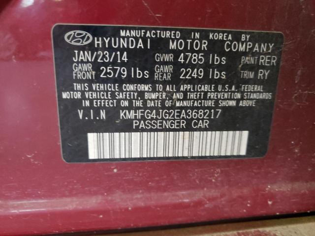 KMHFG4JG2EA368217 - 2014 HYUNDAI AZERA RED photo 12