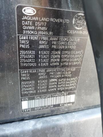 SALGV2FE1HA353781 - 2017 LAND ROVER RANGE ROVE AUTOBIOGRAPHY BLUE photo 14