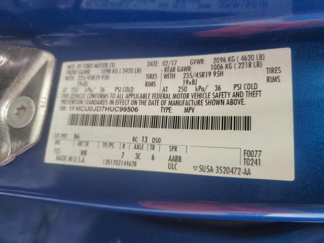 1FMCU0JD7HUC99506 - 2017 FORD ESCAPE TITANIUM ლურჯი ფოტო 13