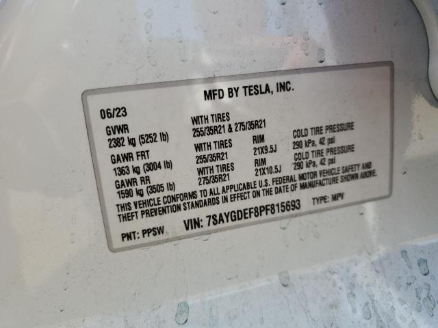 7SAYGDEF8PF815693 - 2023 TESLA MODEL Y 白色 照片 14