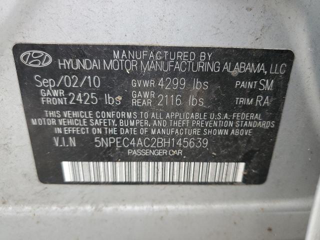 5NPEC4AC2BH145639 - 2011 HYUNDAI SONATA SE 银色 照片 12