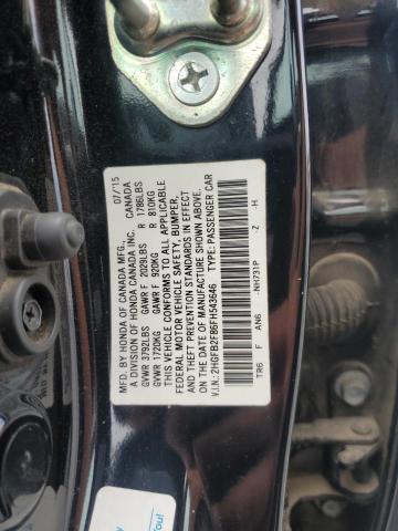 2HGFB2F86FH543646 - 2015 HONDA CIVIC EX BLACK photo 12