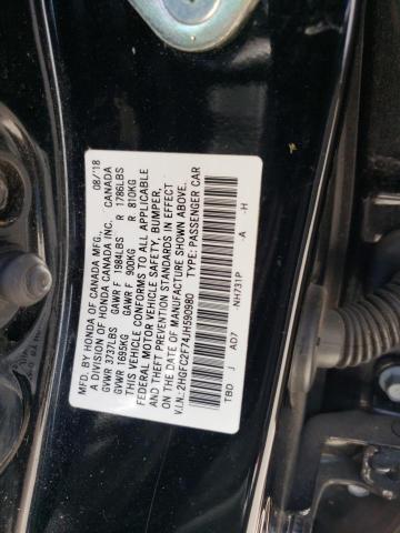 2HGFC2F74JH590980 - 2018 HONDA CIVIC EX BLACK photo 12