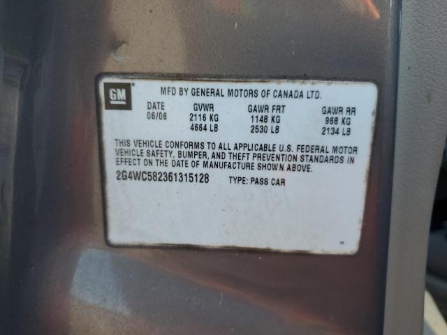 2G4WC582361315128 - 2006 BUICK LACROSSE CX Բեժ լուսանկար 12